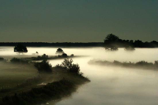 Narew, Strękowa Góra 
mgła w świetle księżyca